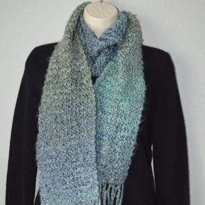 Anthropologie Blue Green Ombre Knit Scarf OS